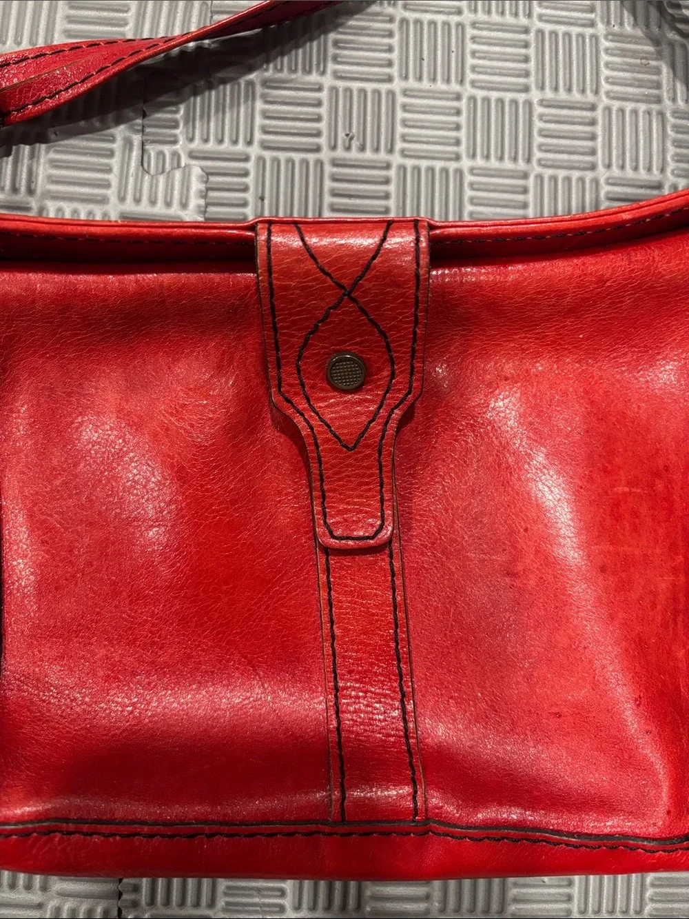 Red Leather Crossbody Bag for Women